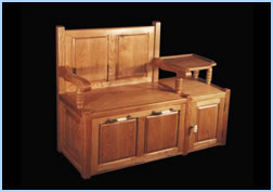 Monk's Telephone Bench with Carving